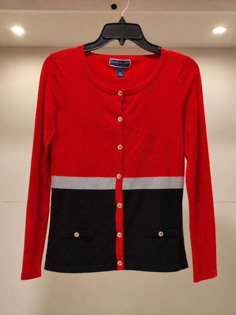 Colorblock Button Front Cardigan Sweater